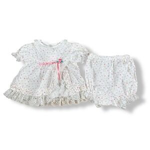 Vintage 90s Sesame Street‎ Baby Outfit Girls Size 6/9 Month Lace Set Big Bird
